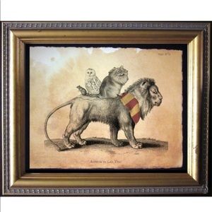 Golden Trio of Wizarding Animals Tea Stained Print